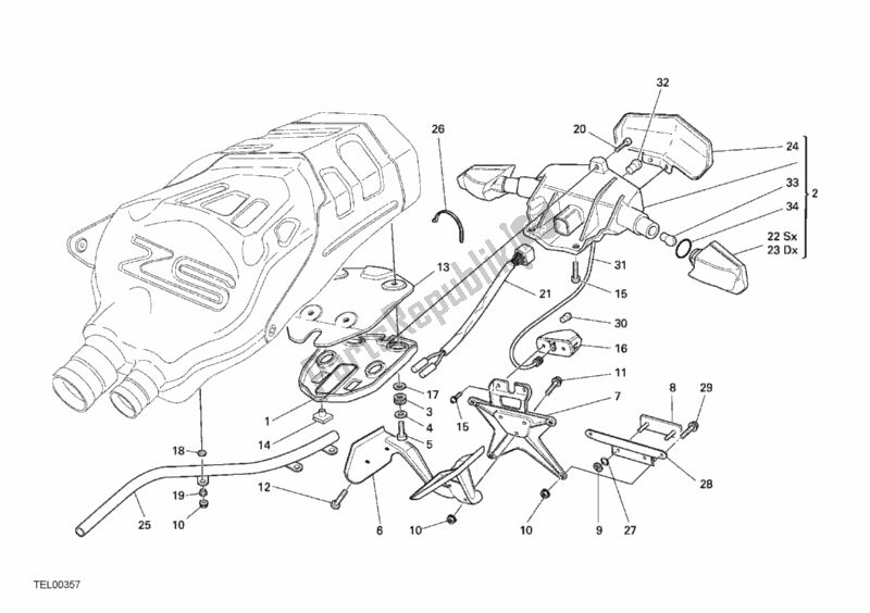 Toutes les pièces pour le Feu Arrière du Ducati Superbike 749 Dark 2006